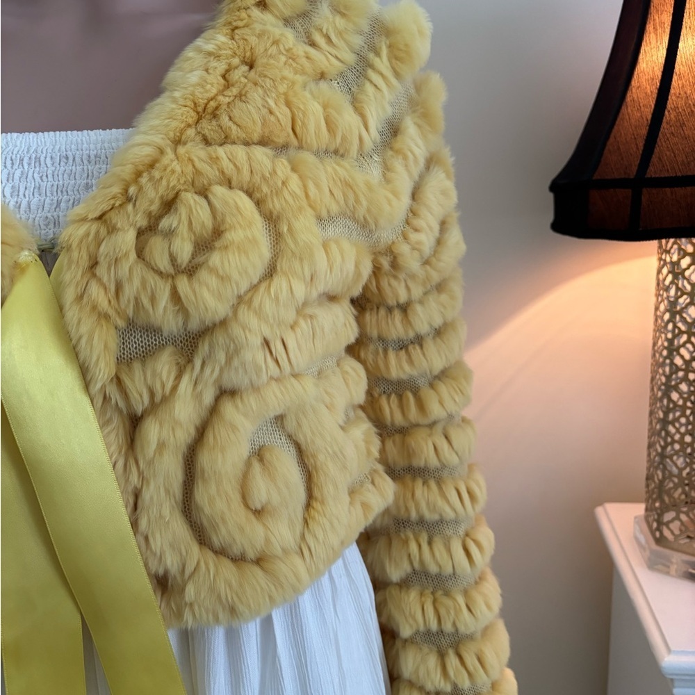 BCBGMaxAzria Cream Rabbit Fur Jacket - Picture 5 of 13